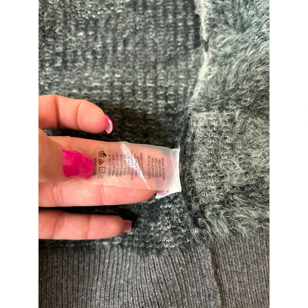 Vince Camuto cardigan sweater camo print eyelash button up V-neck SOFT SZ LG - Picture 6 of 9